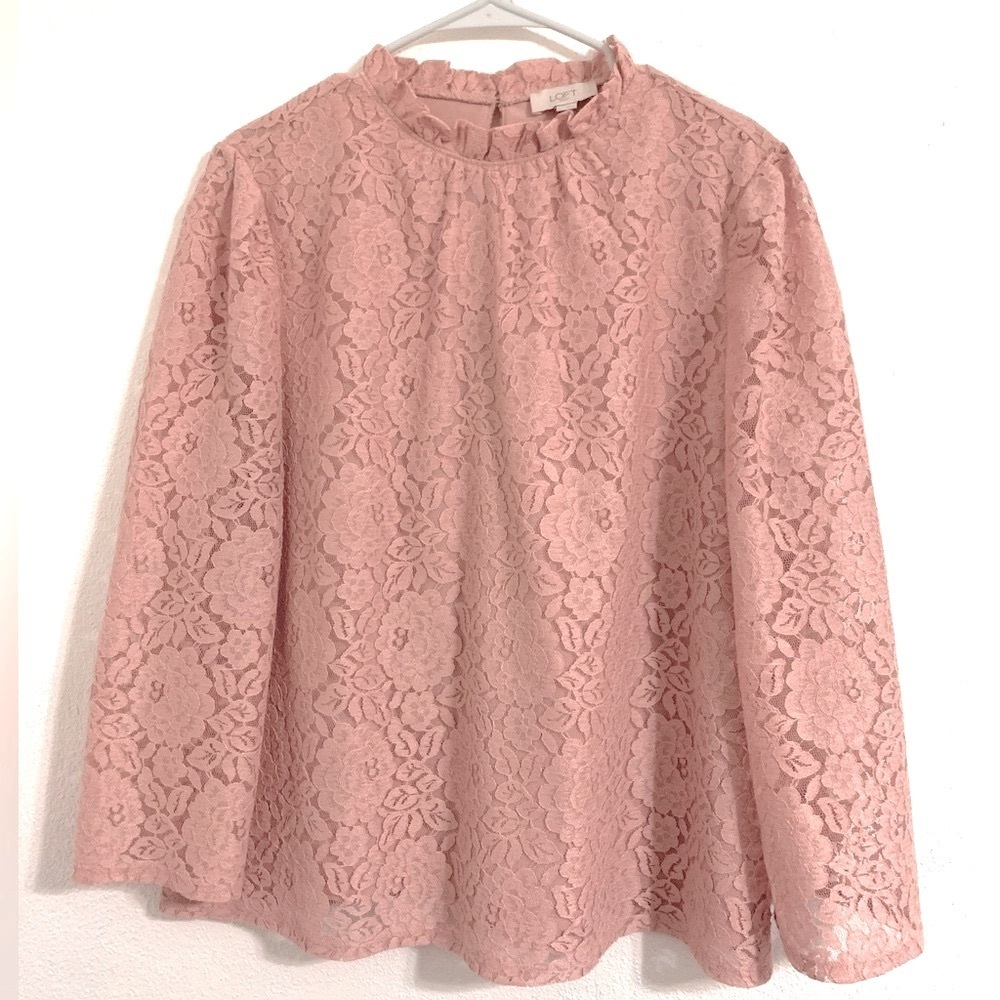 Loft Pink Lace 3/4 Sleeve Blouse